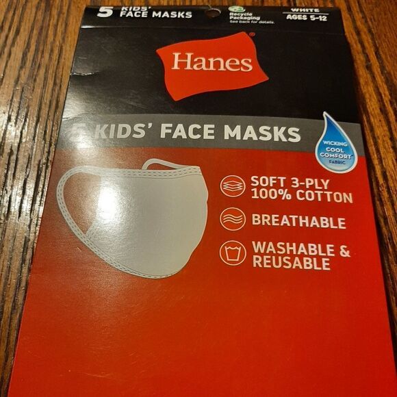 New TEN White Hanes X-Temp Cooling Wicking Breathable Kids Youth Facemas… - Picture 3 of 4